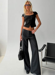 Agazia No Waist Low Rise Straight Pants Grey