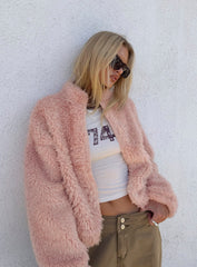 Jordynn Fleece Zip Through Jacket Dusty Pink