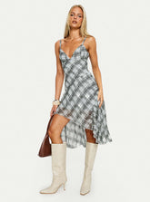 Murisa Asymmetrical Midi Dress Multi Check