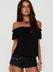 Stars Hollow Babydoll Off Shoulder Top Black