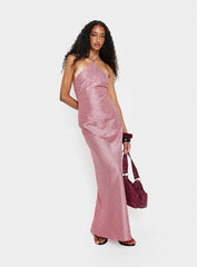 Bellamissimo Halter Maxi Dress Pink Stripe