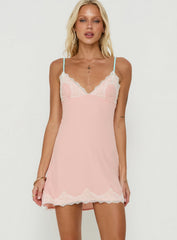 Calistta Lace Trim Mini Dress Pink