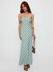 Finchie Strapless Maxi Dress Blue Stripe