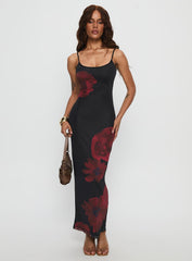 Lucky to Love Maxi Dress Black / Red Floral