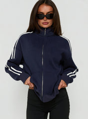 Keeran Funnel Neck Fleece Sweatshirt Navy / White