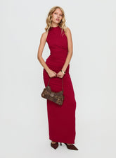 Keysha Halter Maxi Dress Deep Red