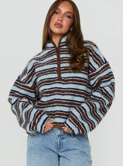 Quinee Polar Fleece Sweatshirt Brown / Blue Multi