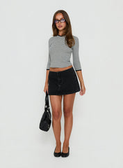 Adoriah No Waist Micro Mini Skirt Washed Black