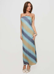 Celik Strapless Maxi Dress Blue / Brown
