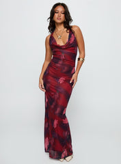 Vixyn Halter Maxi Dress Red Multi