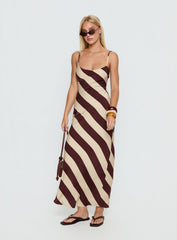 Rhodie Scoop Maxi Dress Brown / Cream Stripe