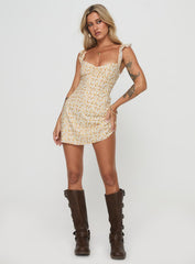 Landon Mini Dress Yellow Floral