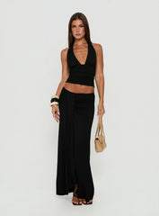 Keerah Tie Neck Halter Top Black
