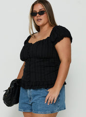 Suiter Frill Detail Top Black Curve
