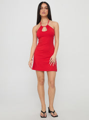 Miami Streets Cut Out Mini Dress Red