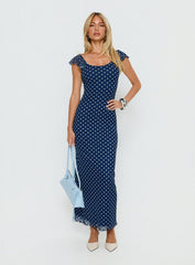 Sandberg Maxi Dress Blue Polka Dot