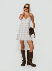 Lunya Mini Dress Brown Check