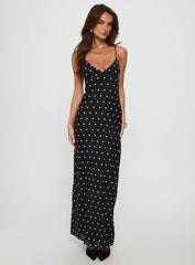 Glass Half Full Mesh Maxi Dress Black Polka