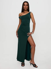 Rios One Shoulder Maxi Dress Green