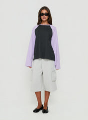 Settle Down Long Sleeve Raglan Top Lilac / Dark Grey