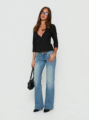 Alyss Ultra Low Rise Flared Jeans Light Vintage Blue