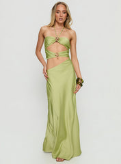 Morissa Halter Cut Out Maxi Dress Green