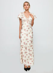 Miraselle Maxi Dress Cream Floral