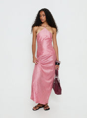 Bellamissimo Halter Maxi Dress Pink Stripe