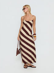 Rhodie Scoop Maxi Dress Brown / Cream Stripe