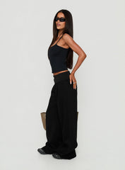 Lockie Foldover Baggy Sweatpants Black