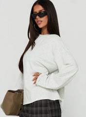 Settle Down Long Sleeve Top Grey Marle
