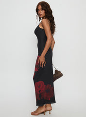 Lucky to Love Maxi Dress Black / Red Floral
