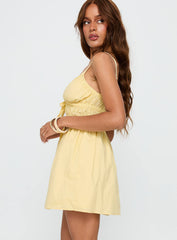 Viviette Ruched Mini Dress Lemon