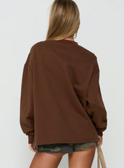 Opollo V Neck Sweatshirt Brown