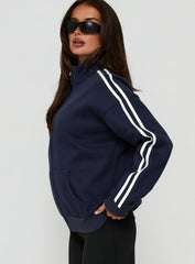 Keeran Funnel Neck Fleece Sweatshirt Navy / White