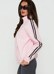 Keeran Funnel Neck Fleece Sweatshirt Pink / Black