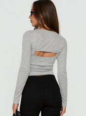 Blancha Layered Bolero Long Sleeve Top Grey Marle