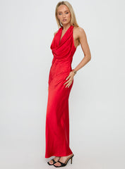 Big Deal Halter Maxi Dress Red