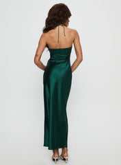 Fireproof Halter Maxi Dress Forest Green