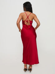Treasure Bias Cut Maxi Dress Red