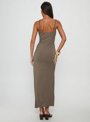 Romanie One Shoulder Ruched Maxi Dress Taupe