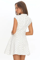 Aristos Cap Sleeve Mini Dress Polka Dot White