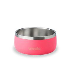 Owala Pet Bowl - Durable Stainless Steel, Food and Water Bowl for Dogs, Cats, and All Pets, Non-Slip Base, 48oz, Pink