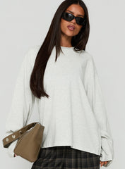 Settle Down Long Sleeve Top Grey Marle