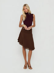 Evanescence Asymmetrical Midi Skirt Chocolate