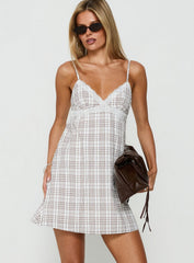 Lunya Mini Dress Brown Check