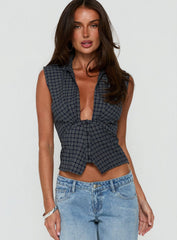Kambria Cinched Top Navy Check