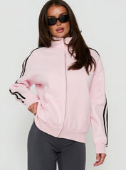 Keeran Funnel Neck Fleece Sweatshirt Pink / Black