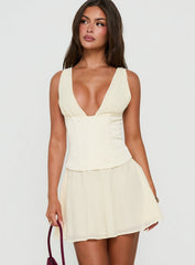 Lucillah Corset Chiffon Mini Dress Cream