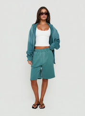 Fleece Baggy Jort Washed Teal